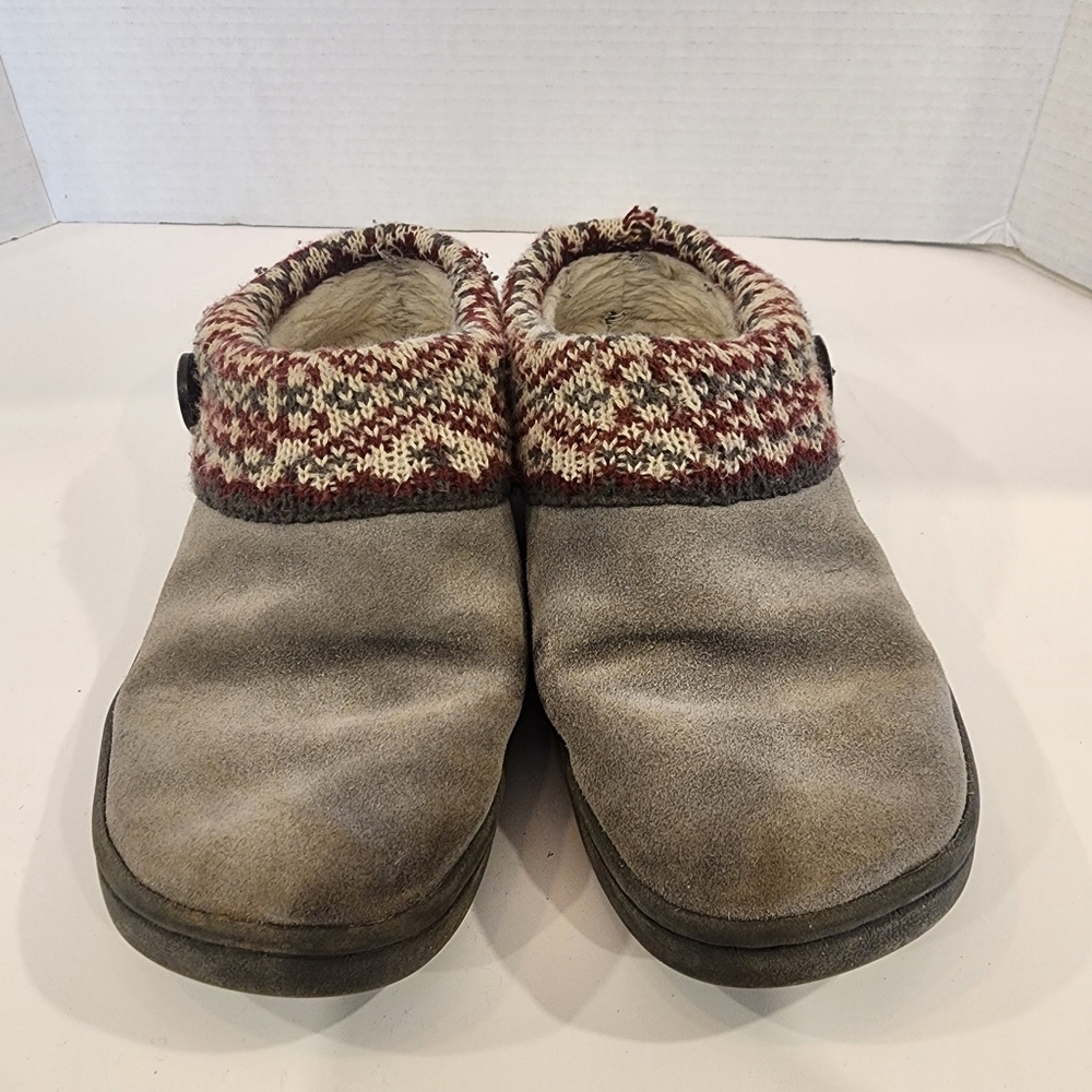 🎃Clarks Gray and Red Mules Slippers Woman Size 8